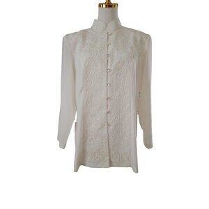 S.G. Sport Vintage Women's Button Up Blouse Size Medium Office Modest Casual Top